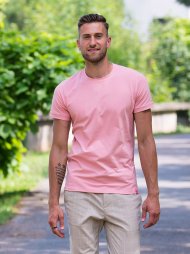 Pánské tričko CityZen slim fit světle růžové s elastanem
