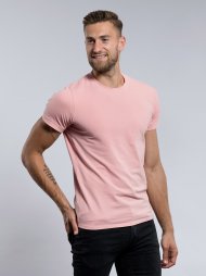 Pánské tričko CityZen slim fit světle růžové s elastanem