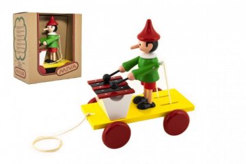 Pinocchio s xylofonem tahací dřevo 20cm v krabičce
