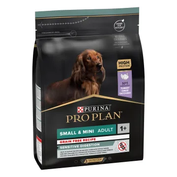 PRO PLAN Small & Mini Adult Dog Sensitive Digestion Grain Free, granule pro psy krůtou, 2,5 kg