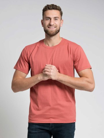 Bavlněné triko CityZen cihlové kulatý výstřih