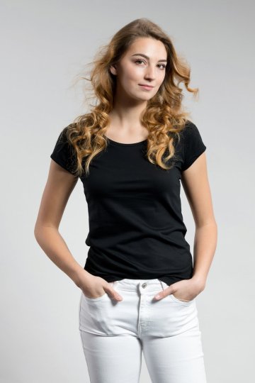 Dámské bavlněné triko CityZen černé klasické s elastanem